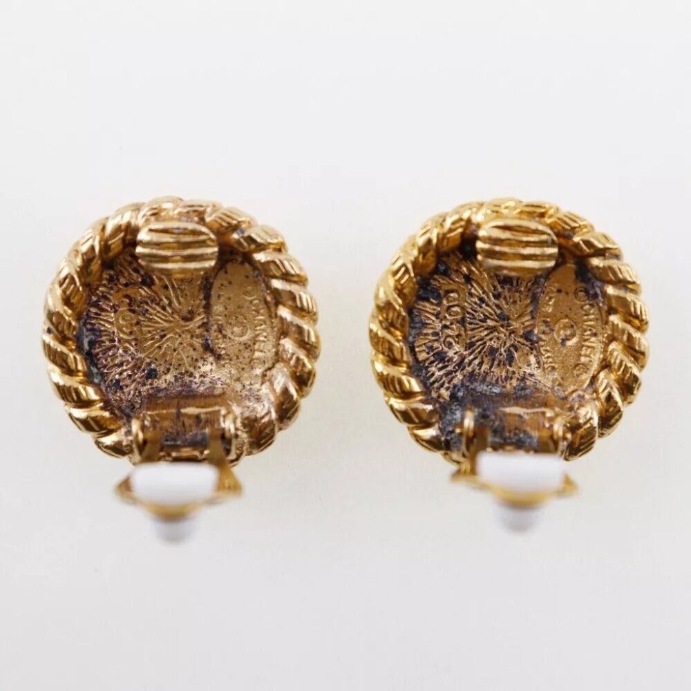 CHANEL COCO Mark Earring Plated Gold 16.0g Women - Picture 3 of 6